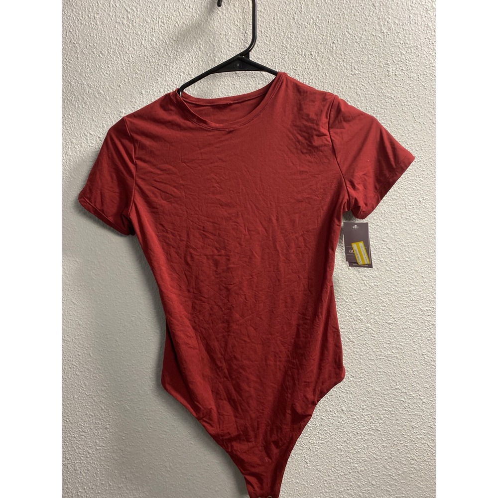 A New Day Womens Luxury Collection Crewneck Bodysuit Burgundy Red NWT